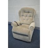 A CELEBRITY CREAM UPHOLSTERED RISE AND RECLINE ARMCHAIR (PAT pass and working)