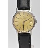 A GENTLEMENS 'OMEGA AUTOMATIC GENEVE' WRISTWATCH, round discoloured silver dial signed 'Omega