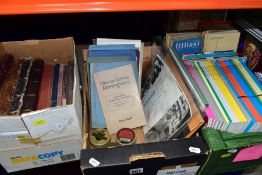 EPHEMERA, three boxes containing magazines, manuals, journals and typewriter ribbon tins, the