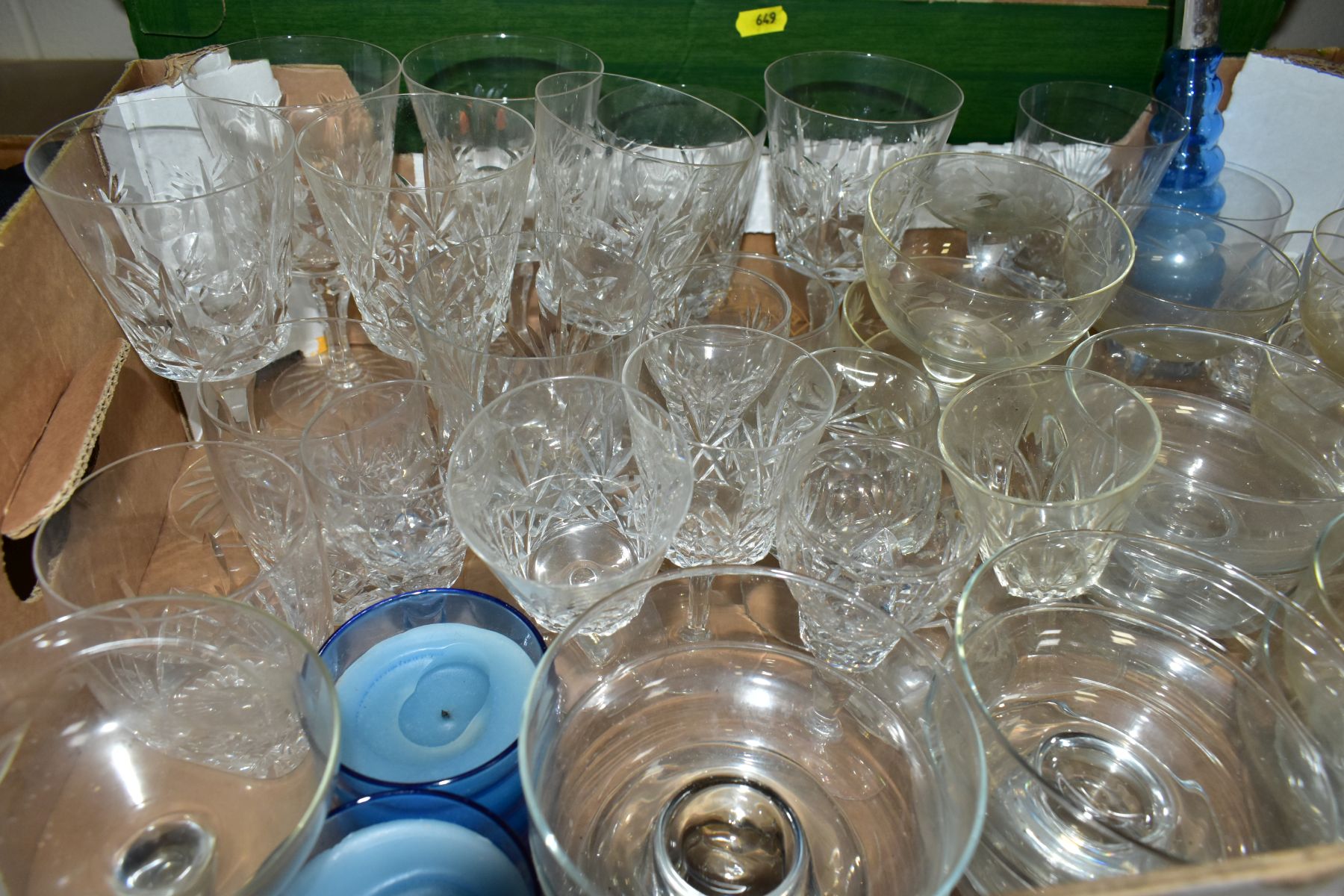 THREE BOXES OF ASSORTED GLASSWARE, including a carafe and glass, three decanters and stoppers, - Image 4 of 5