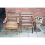 A HATTERSLEY KEIGHLEY TEAK GARDEN CHAIR, width 61cm x depth 62cm x height 84cm and another similar