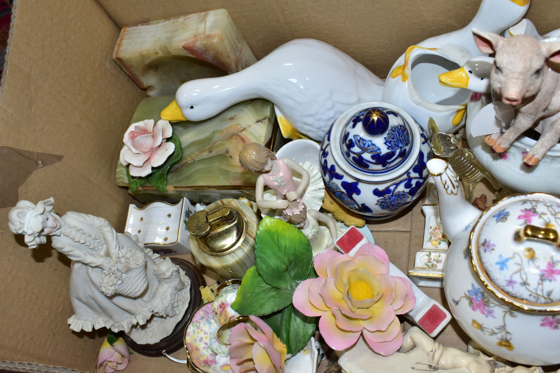 FIVE BOXES OF CERAMICS, ETC, including a modern Italian white and silver lustre part dinner service, - Image 7 of 11