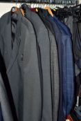 MEN'S SUITS, JACKETS AND TROUSERS, to include twenty three pairs of trousers and jeans mainly 36