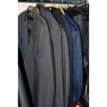 MEN'S SUITS, JACKETS AND TROUSERS, to include twenty three pairs of trousers and jeans mainly 36