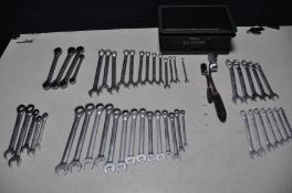 A TRAY CONTAINING 49 MAGNUSSON SPANNERS AND TWO OFFSET RATCHETS including offset combination