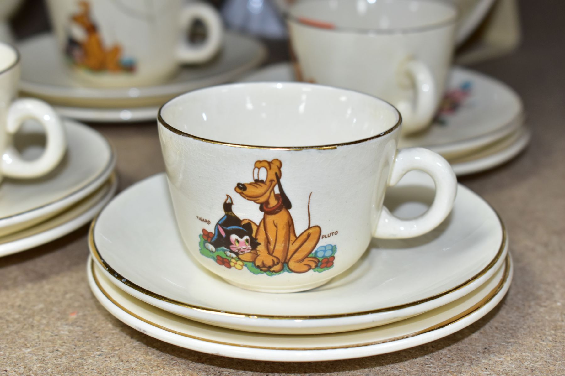 A GROUP OF CERAMIC WARES, comprising a Beswick Walt Disney children's part tea set of cream jug, - Image 3 of 12