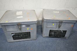 TWO ALUMINIUM CATERING BOXES, for the national exhibition centre by Warwick production Co Ltd, width