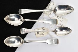 A SELECTION OF SILVER TEASPOONS, to include a fiddle pattern spoon, engraved crest to the