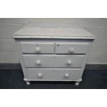 A VICTORIAN PAINTED CHEST OF TWO SHORT OVER TWO LONG DRAWERS, width 189cm x depth 45cm x height