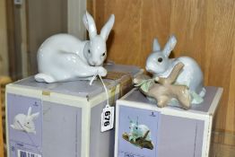 TWO BOXED LLADRO RABBIT FIGURES, comprising Preening Bunny 05906 by Fulgencio Garcia, height 10cm,
