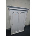 A FRENCH PAINTED SINGLE DOOR HALL ROBE, enclosing a fitted interior including various hooks and