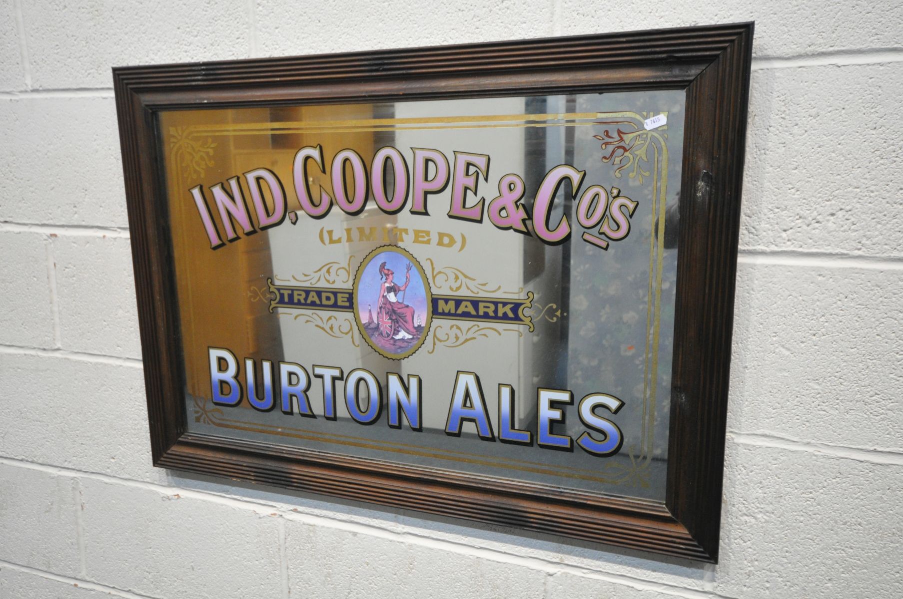 A IND, COOPE & CO'S LIMITED PUB ADVERTISING MIRROR, reading trade mark and Burton ales below,