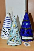 THREE ALAN CLARKE STUDIO POTTERY LIMITED EDITION CONICAL SUGAR CASTERS, together with an unrelated