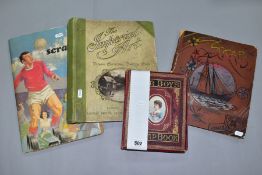 THREE VICTORIAN / EDWARDIAN SCRAPBOOKS and one modern scrapbook containing greetings cards,