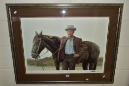 JAMES BAMA (AMERICAN 1926) 'PAUL NEWMAN AS BUTCH CASSIDY', a limited edition print signed by Paul