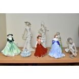 EIGHT ASSORTED CERAMIC LADY FIGURINES BY ROYAL WORCESTER, COALPORT, ETC, comprising Coalport Couture