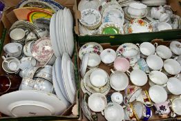 TWO BOXES OF ASSORTED ROYAL ALBERT TEA WARES WITH A BOX OF OTHER CERAMIC WARES, approximately one