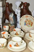 A GROUP OF CERAMIC WARES, comprising a Beswick Walt Disney children's part tea set of cream jug,