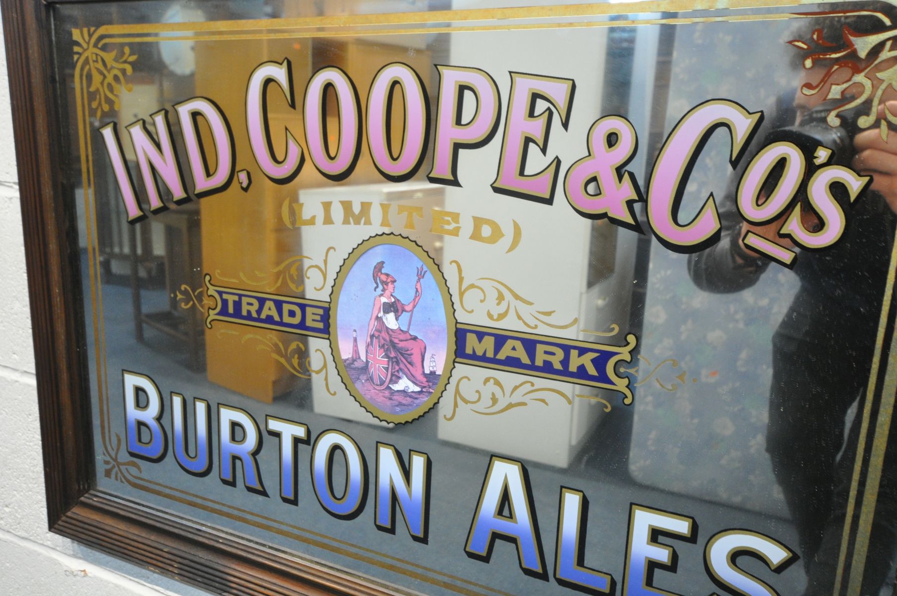 A IND, COOPE & CO'S LIMITED PUB ADVERTISING MIRROR, reading trade mark and Burton ales below, - Image 2 of 3