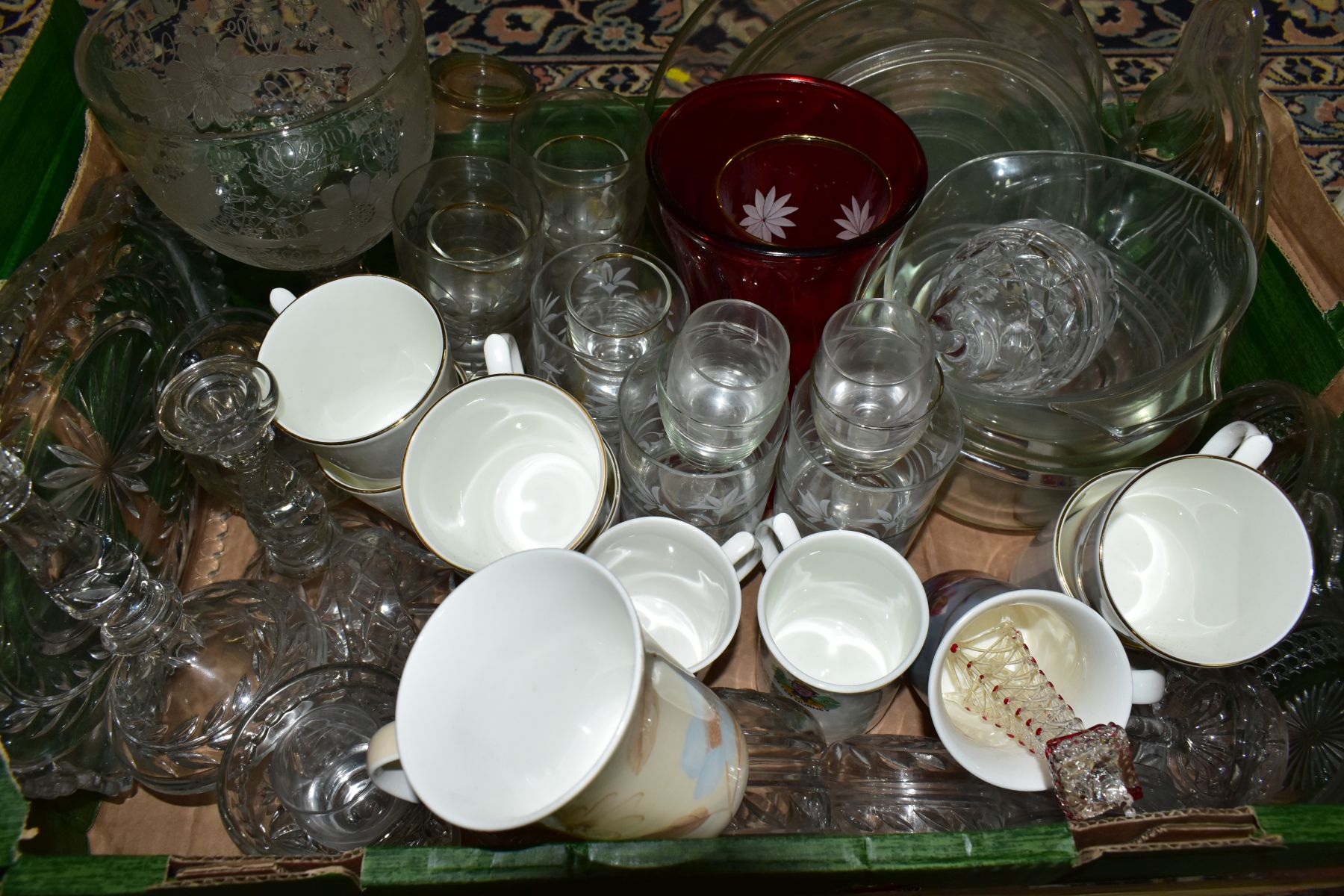 FOUR BOXES AND LOOSE CERAMICS, GLASS WARES, PICTURES AND SUNDRY ITEMS, to include an eighteen - Image 16 of 18