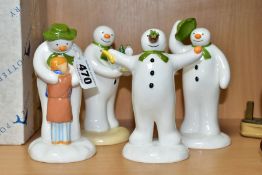 FOUR COALPORT CHARACTERS 'THE SNOWMAN' FIGURES, comprising 'The Hug', 'The Wrong Nose', first