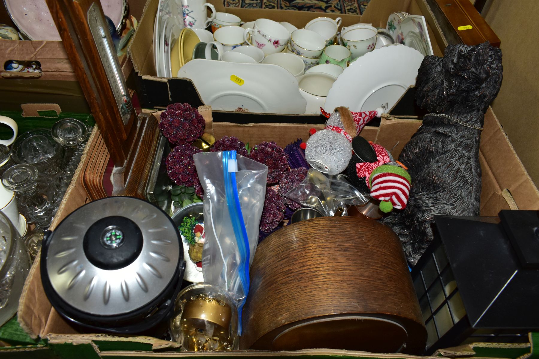 FOUR BOXES AND LOOSE CERAMICS, GLASS WARES, PICTURES AND SUNDRY ITEMS, to include an eighteen - Image 18 of 18