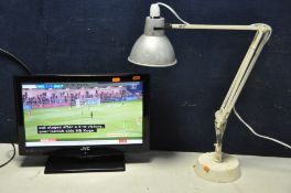 A JVC LT-19DD3J 19in TV DVD player along with an angle poise style lamp (both PAT pass and