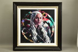 ZINSKY (CONTEMPORARY) 'MOTHER OF DRAGONS' a portrait of Emilia Clarke as her Game of Thrones