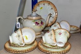 A VINTAGE ROYAL ALBERT CROWN CHINA TWENTY FIVE PIECE PART TEA SET, comprising two cake plates, seven