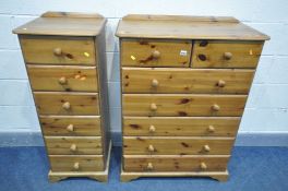 A TALL PINE CHEST OF TWO SHORT OVER FIVE LONG DRAWERS, width 80cm x depth 42cm x height 110cm, and a