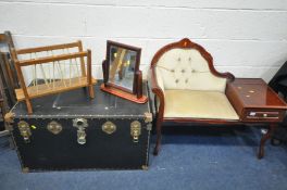 A MAHOGANY TELEPHONE TABLE/SEAT (this item does not comply with the Furniture and Furnishings fire