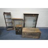 TWO MAHOGANY COLLECTORS DISPLAY CABINETS, largest cabinet width 75cm x depth 21cm x height 97cm,