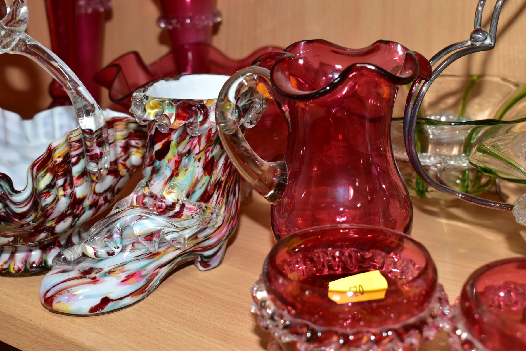 LATE 19TH / EARLY 20TH CENTURY GLASS WARES ETC, comprising Stuart and Sons style bonbon dishes in - Image 6 of 12