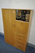 A MID-CENTURY AVALON TEAK COMBINATION WARDROBE, width 101cm x depth 44cm x height 153cm