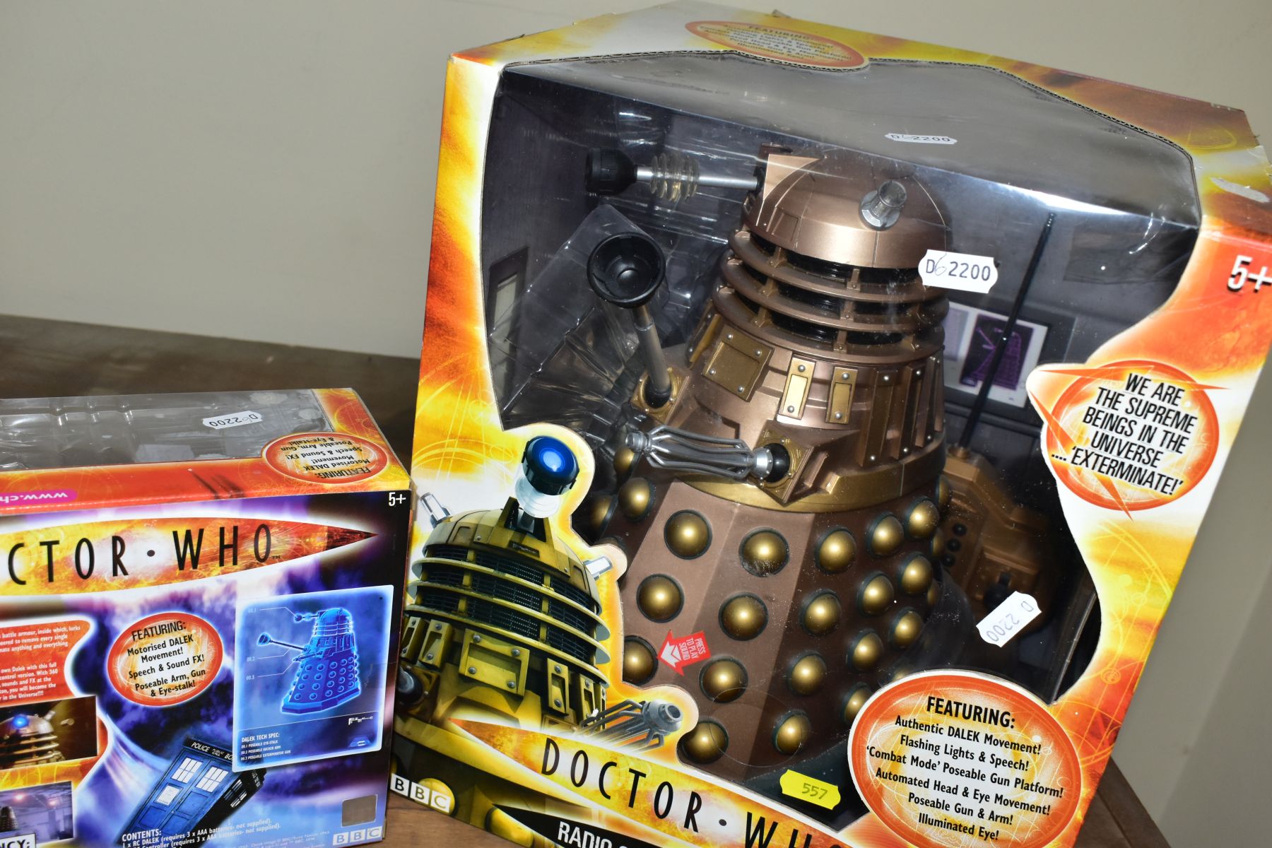 TWO BOXED RADIO CONTROLLED DALEKS, comprising a Character Options Ltd copper coloured radio - Image 3 of 4