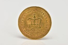 A GEORGE III THIRD GUINEA GOLD COIN, dated 1803, approximate gross weight 2.8 grams, together with a