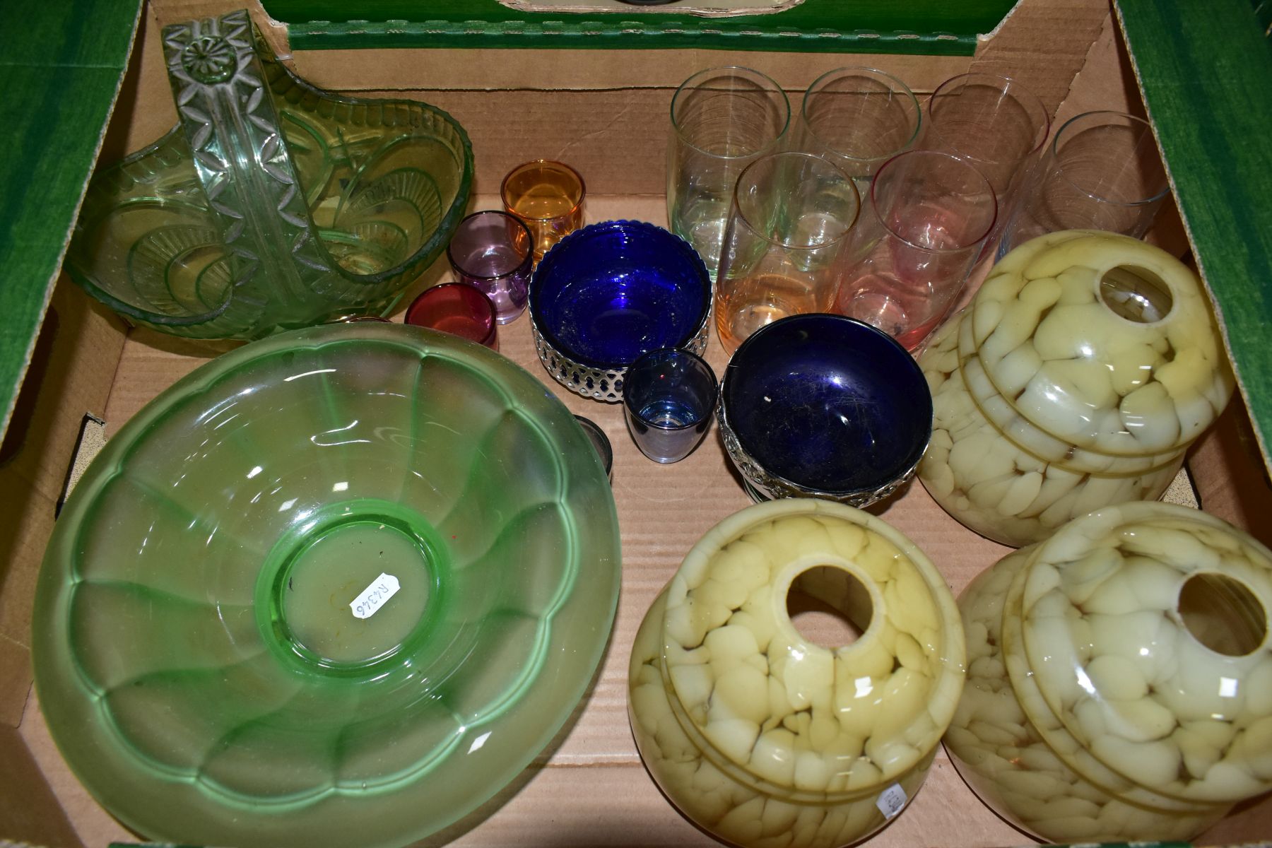 SIX BOXES OF CERAMICS AND GLASSWARE, ETC, to include a set of three mottled yellow glass - Image 3 of 10