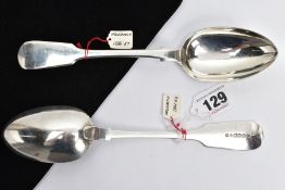 TWO SILVER SERVING SPOONS, each of a fiddle pattern design, one hallmarked 'Clement Gowland I'