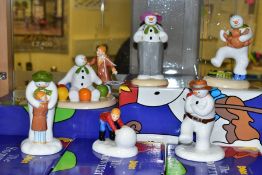 SIX BOXED COALPORT SNOWMAN CHARACTER FIGURES, comprising Soft Landing, The Hug, Dressing Up,