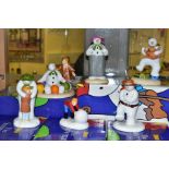 SIX BOXED COALPORT SNOWMAN CHARACTER FIGURES, comprising Soft Landing, The Hug, Dressing Up,