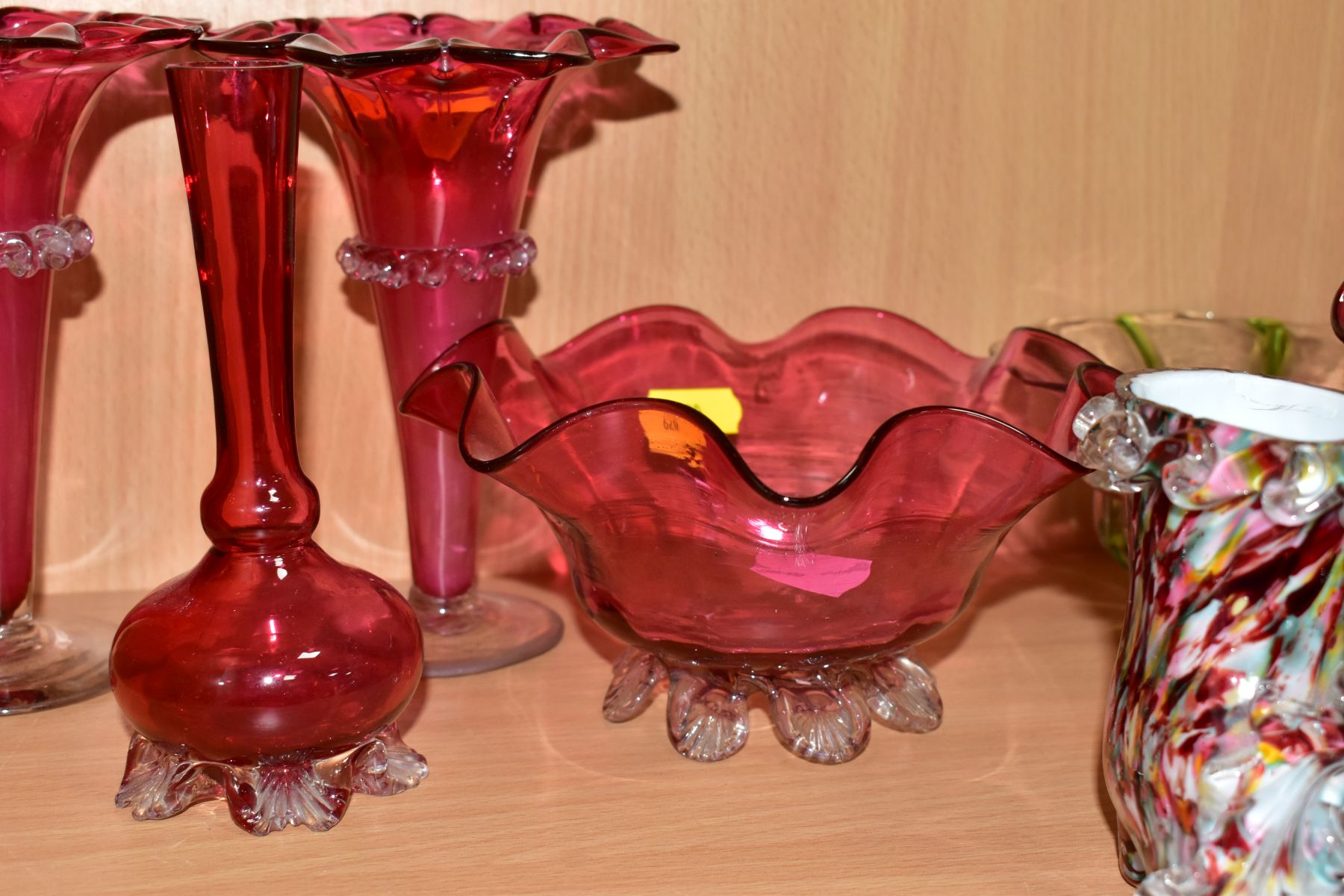 LATE 19TH / EARLY 20TH CENTURY GLASS WARES ETC, comprising Stuart and Sons style bonbon dishes in - Image 9 of 12