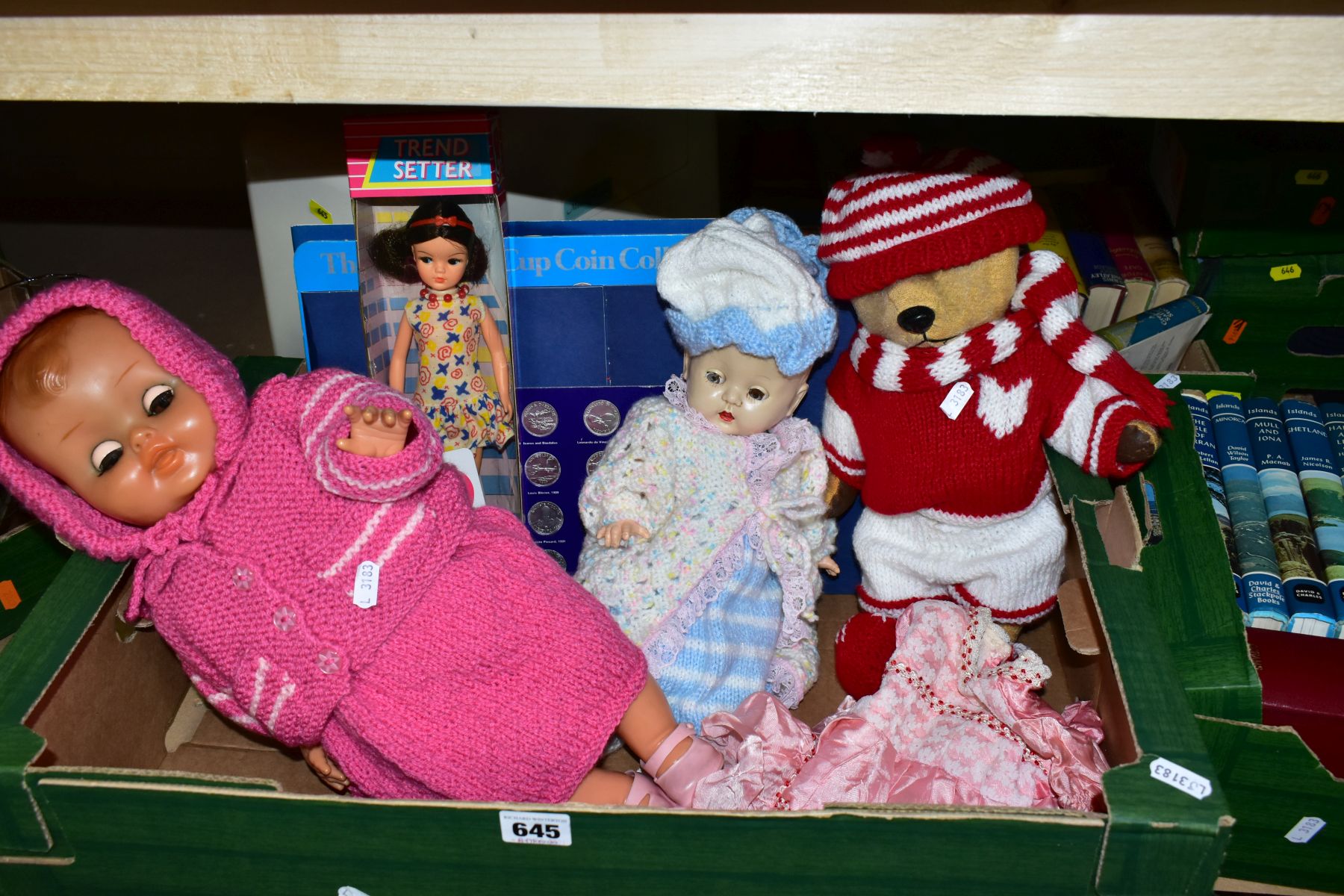 THREE BOXES OF TOYS AND BOOKS AND A JANOME MEMORY CRAFT 4000 COMPUTERISED SEWING MACHINE, the toys