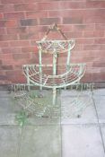 A METAL THREE TIER GARDEN SHELVING UNIT, width 100cm x depth 54cm x height 91cm