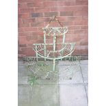 A METAL THREE TIER GARDEN SHELVING UNIT, width 100cm x depth 54cm x height 91cm