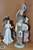 A ROYAL DOULTON FIGURE 'SENTIMENTS GREETINGS' HN4250, THREE NAO FIGURES AND ANOTHER SIMILAR, the