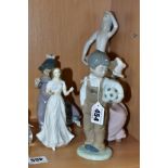 A ROYAL DOULTON FIGURE 'SENTIMENTS GREETINGS' HN4250, THREE NAO FIGURES AND ANOTHER SIMILAR, the