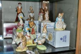 TEN ROYAL ALBERT BEATRIX POTTER FIGURES, boxed except where mentioned, comprising Hunca Munca Spills