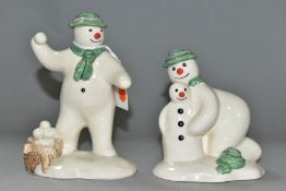 TWO ROYAL DOULTON 'THE SNOWMAN GIFT COLLECTION' FIGURES, comprising DS22 The Snowman Snowballing and