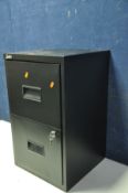 A SILVERLINE TWO DRAW FILING CABINET with two keys