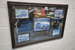 A 'ROLLS ROYCE' ADVERTISING MIRROR depicting five pictures of the cars and reading the best car in